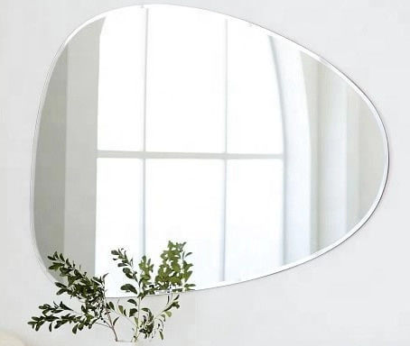Decoração de parede tamanho personalizado espelho vidro usado em interiores / banheiros
