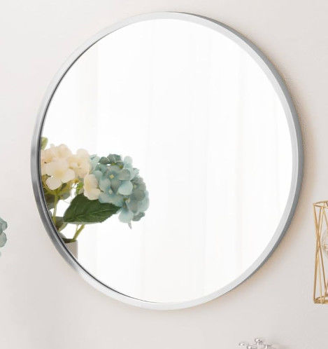 Decoração de parede tamanho personalizado espelho vidro usado em interiores / banheiros
